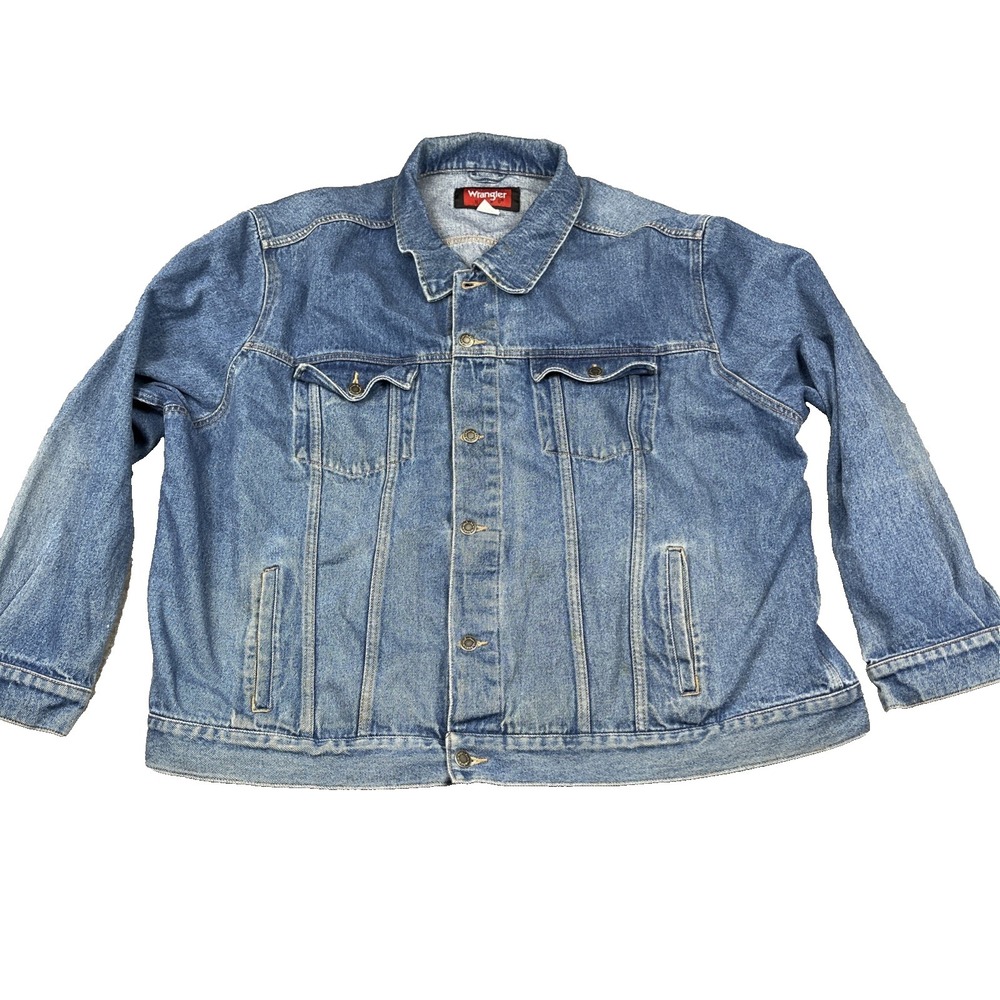 Vintage Wrangler Hero Jacket‎ Mens 4XL Blue Denim Trucker Cowboy Western 90s
